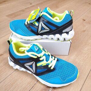 NEW Reebok Zig Kick Boys Athletic Shoes Blue Yellow Size 5 Kids School Sneaker